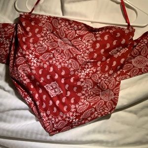 red bandana crop top
